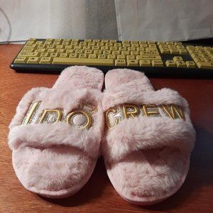 Women Giftable I Do & I Do Crew Bride Slippers Wedding Pink Sz US7-8/EU38-39New